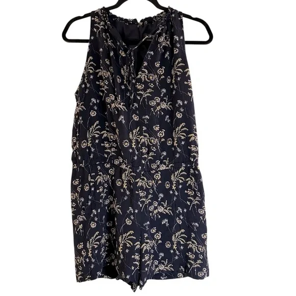 LOFT navy floral sleeveless romper jumpsuit spring summer cool breezy casual - Picture 2 of 12